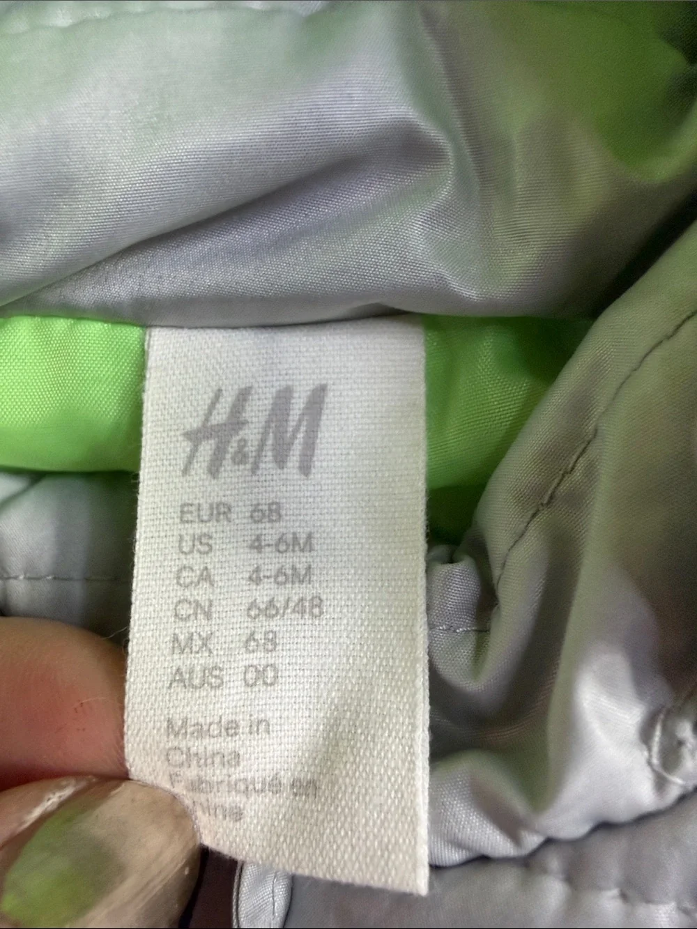 H&M Kids Gray and Neon Green Hooded Puffer Vest